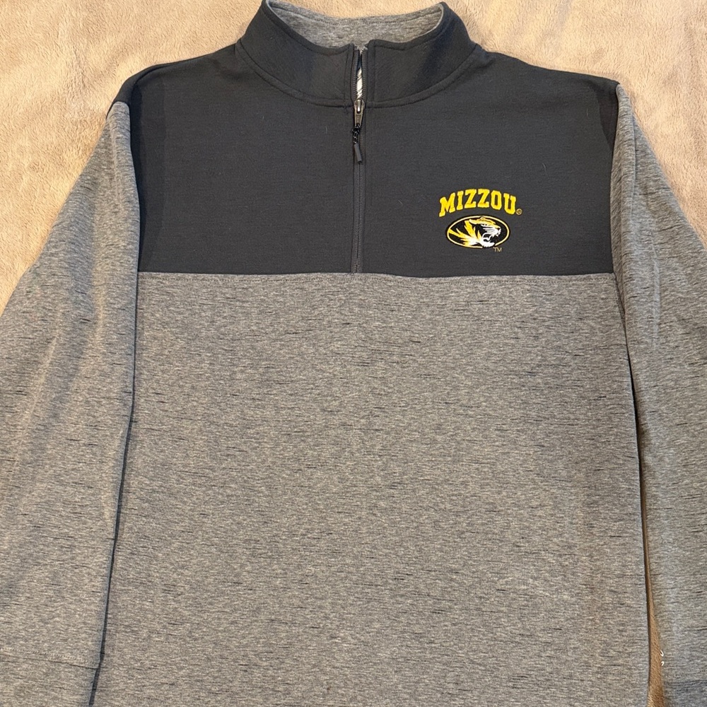 Champion Men's Gray and Black Zip-Up Sweater